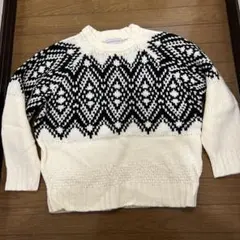 SEASON REASON ニットセーター L ホワイト/ブラック