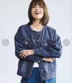coca ノーカラー　デニムジャケット