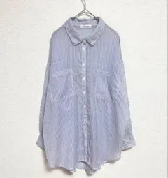 natural coutureストライ プ柄 シアーオーバーサイズシャツ 重ね着のサムネイル