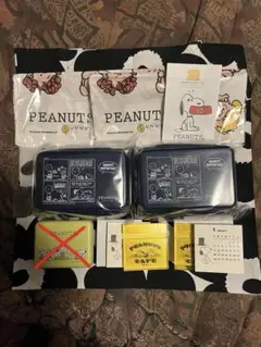 【新品未使用】ピーナッツカフェ 福袋グッズ お弁当箱 テーブルナプキン6点セットのサムネイル