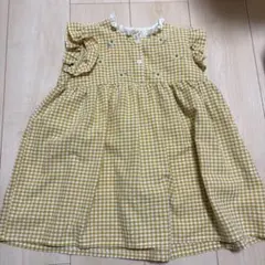 mamaraku イエローチェック ノースリーブワンピース