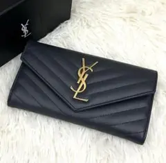 ［極美品］SAINT LAURENT YSL カサンドラ 長財布 グレー