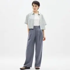 GU ジーユー ワイドパンツ Sサイズ スラックスズボン レディース ブルー 青