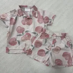 ジェラートピケ　モモ柄　 セットアップ　90-100cm