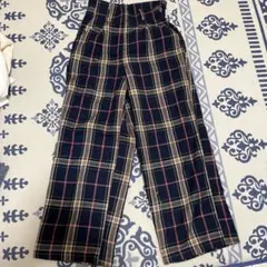 未使用　ネイビー チェック柄 長ズボン 160