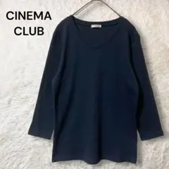 シネマクラブ Ｖネック 5分袖 リブニットカットソー Tシャツ ネイビー M