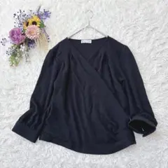 22 OCTOBRE　ウール・アンゴラ　長袖セーター　カシュクールニット　黒　L