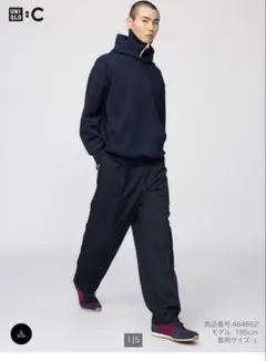UNIQLO C タックワイドテーパードパンツ 69 NAVY
