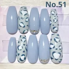 【現品】ネイルチップ ヒョウ柄 レオパード ブルー