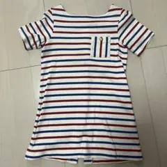 プチバトーPETIT BATEAUストライプ 半袖ワンピース4ans/104cm