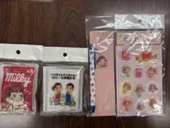 비매품 不二家 ミルキー 保冷剤 ペコちゃん ももぺこぷっくりシール ボールペン