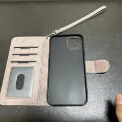 iPhone 14用　猫デザイン 手帳型ケース ピンク