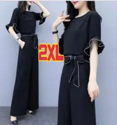 レディース フォーマル フリル リボン パンツ ドレス セットアップ 2XL