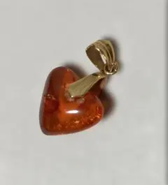 琥珀 ハート型　ペンダント　チャーム　K18仕様