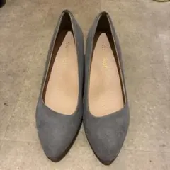 グレー スエード ポインテッドトゥ ハイヒール