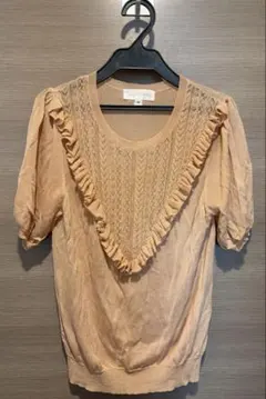 ジルスチュアート　フリル 半袖ニットトップス M ピンク