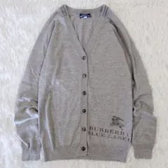 バーバリー ブルーレーベル グレー カーディガン ニット ホースロゴ