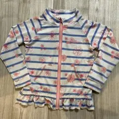 ラッシュガード　110 フラミンゴ　花柄　ボーダ