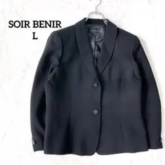【ソワールべニール】　テーラードジャケット　ダブルブレスト　上品　Lサイズ　黒