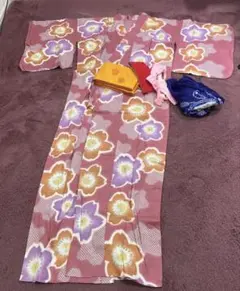 花柄浴衣・帯セット　ピンク　お花　可愛い