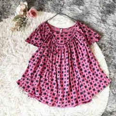 SUNAOKUWAHARA 花柄ギャザーカットソー M ピンク 総柄　Tシャツのサムネイル