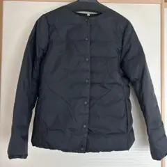 無印良品 ブラック ノーカラーダウンジャケット M ポケッタブル
