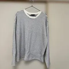 ZARA新品同様ストライプ ニット長袖カットソー 白とブルー