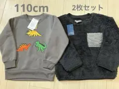 ★新品★110cm 恐竜 トレーナー 2枚セット 冬 保育園 洗い替え 男の子