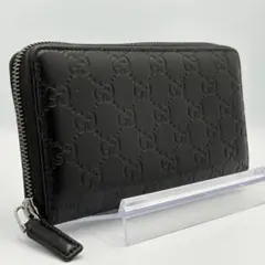 グッチ 長財布 グッチシマ ラウンド GG柄 307987 黒 レザー