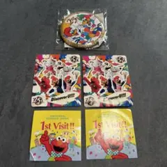 USJ 25周年 ウッディー・ウッドペッカー 缶バッジ シールセット、ステッカー