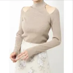 MERCURYDUO ラグランスリットリブニットベージュ 美品