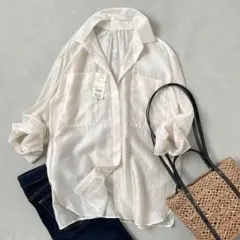 新品　イネド　オーガンジーシアーシャツ　アイボリーのサムネイル