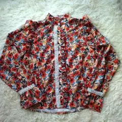 長袖 花柄ブラウス