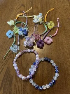 カラフルなストラップとビーズブレスレットセット