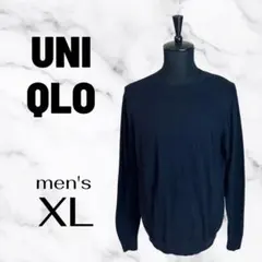 美品✨【UNIQLO】ウォッシャブルコットンメリノクルーネックセーター　ネイビー
