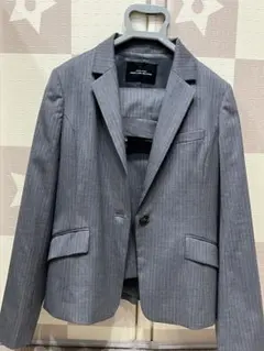 green label relaxing グレー ストライプスーツ スカート付き