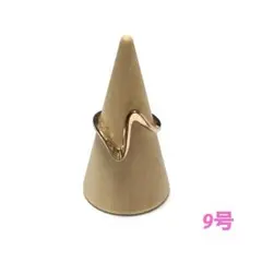 R-024♡ ステンレス 波 ウェーブ 幾何学 ピンクゴールド リング ♡ 9号
