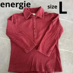 energie バーガンディ 七分袖ポロシャツ L
