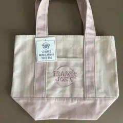 Trader Joe's トレジョ　ストライプミニトートバッグ　ピンクのサムネイル