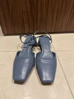 ZARA ブルー　スクエアトゥ ハイヒール