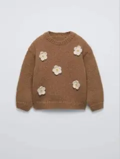 ZARA Baby 人気 ブラウン 花刺繍 ニットセーター 5y