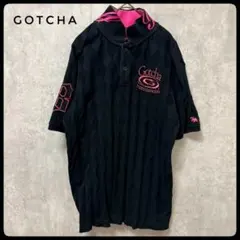 GOTCHA GOLF　ガッチャ　半袖ポロシャツ　L　ジャガード　刺繍ロゴ　黒のサムネイル