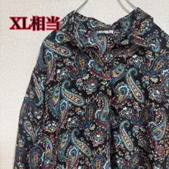 ペイズリー柄 総柄 レディース ブラウス 長袖シャツ XL相当