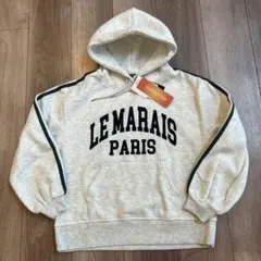 新品 150 パーカー フード付き キッズ 裏起毛 杢グレー モスグリーン