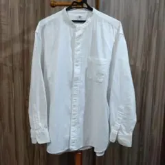 最終お値下げ‼UNIQLO/ユニクロ/ノーカラー/長袖/コットン100％/白/Ｌ