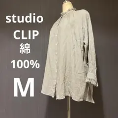studioCLIP スタジオクリップ グレーストライプ 長袖シャツ 綿100%のサムネイル