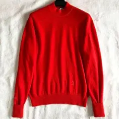 セリーヌ カシミヤ100% トリオンフ刺繍 ハイネック長袖ニット レッドオレンジ