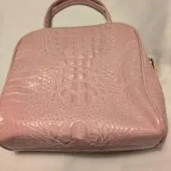 ピンク クロコダイル風ハンドバッグ