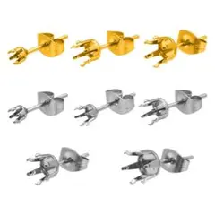 立て爪 ピアスパーツ キャッチ付き サージカルステンレス ハンドメイド 4個