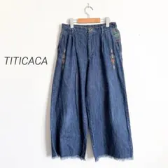 チチカカ TITICACA エスニック 刺繍 デニム ワイドパンツ フリンジ Mのサムネイル